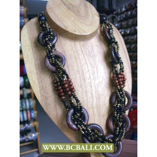 Mix Beading wrap Wooden Fashion Necklace